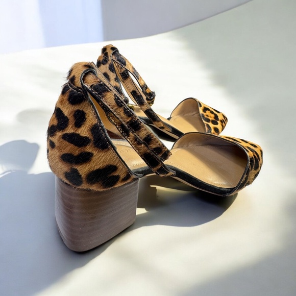 Gibson Latimer Calf Hair Leopard Block Heel Shoes | Size 6.5M | Ankle Strap - Picture 6 of 9